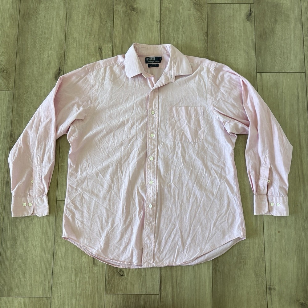 Vintage Polo Ralph Lauren Shirt‎ Mens 16.5 34/35 Curham Pink Long Sleeve Button